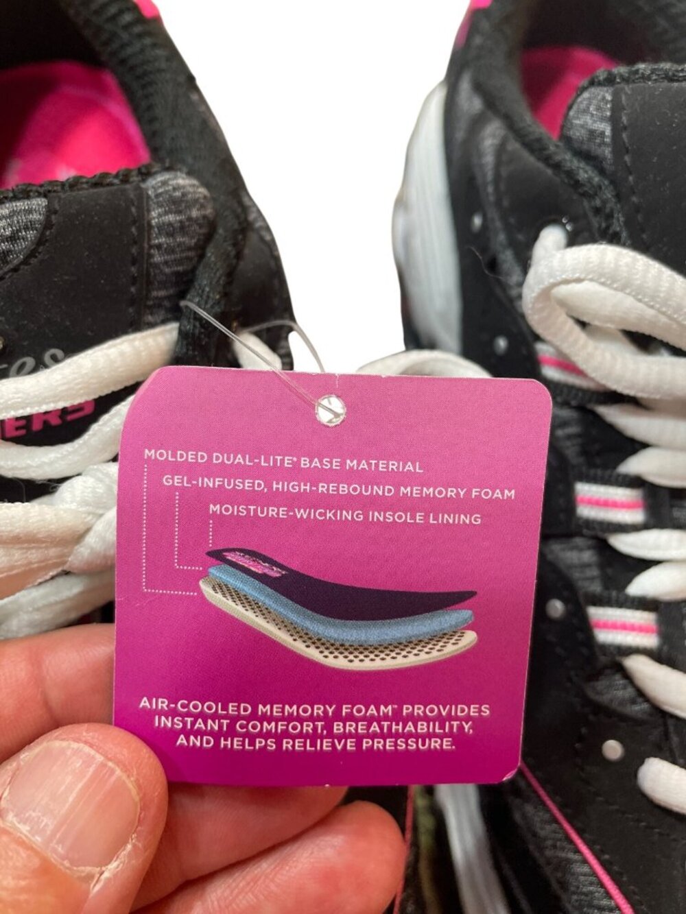Skechers D'lites wms black pink cooled mem foam low sneakers sz 8.5W SKU 10-376 - Picture 14 of 16
